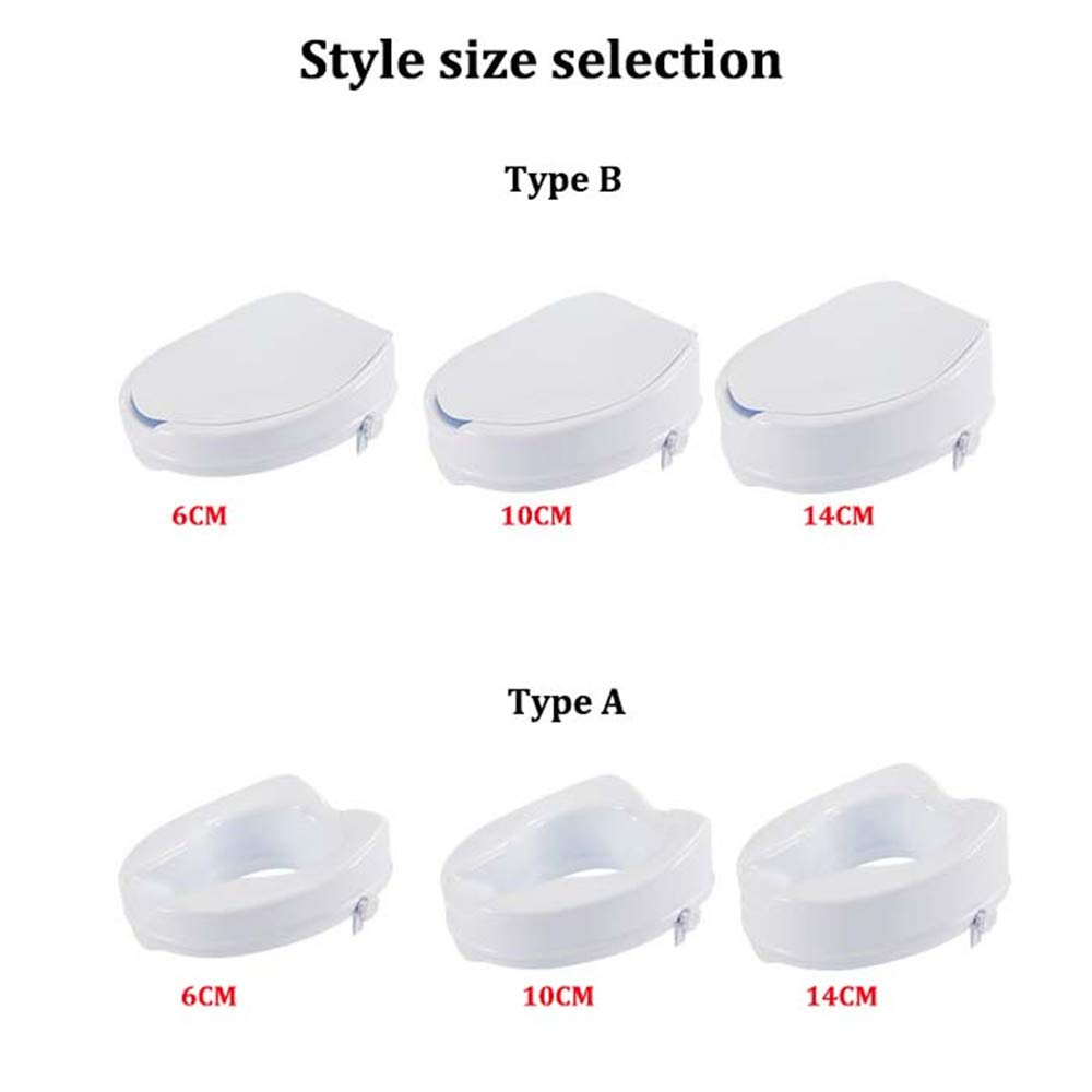 Rialzo per Sedile WC rialzato - Rialzo per Sedile WC rialzato con Morsetto Medico, Rialzo per Sedile WC con Serratura di Sicurezza, per Anziani, Donne Incinte, disabili,B 6CM