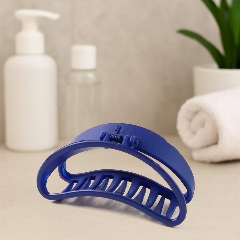 Image of Matte Plastic Hair Clamp Grip for Women and Womens, Strong Hold Hair Barrette Claw Clip for Daily Hair Styling, Assorted Colors, Pack of 12 Pieces