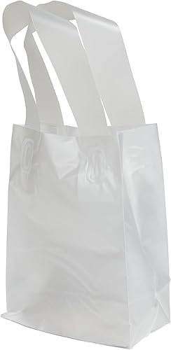 Miniatura 6 de SSWBasics Bolsas de compras pequeñas de plástico esmerilado transparente - 5" x 3" x 7" - Caja de 100