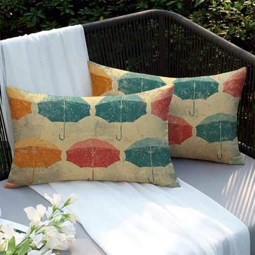 Lot de 2 rétro housses de coussins lin 75x50cm double face - 2
