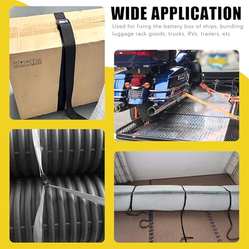 Mardatt 2 Sets 1" x 48" Battery Tie Down Strap, Safety Tie Down Strap Large Hold Down Strap Lashing Strap with Cam Buckle, Stainless Steel Bracket and SS Screws for Boats, Luggage Belt, Cars - Image 6