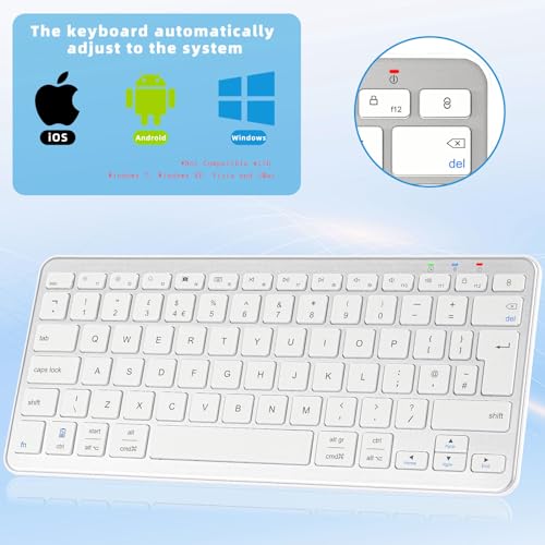 Qulose Bluetooth Wireless Keyboard, Mini Keyboard Rechargeable USB-C with Media Hotkeys, Ultra Slim Ergonomic, Compatible with Apple macOS/iOS/Windows/Android, UK Layout Compact-Silver - Image 2