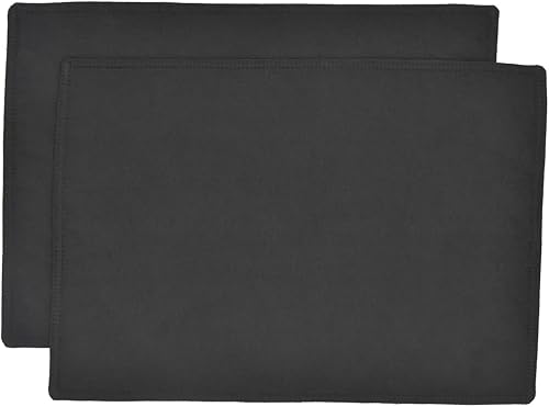 Sweet Pea Linens Juego de dos manteles individuales rectangulares de Jacquard Black Leaf