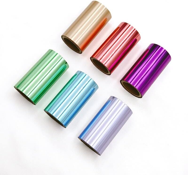 6pcs/Set Neon Color Foil Paper Stamping Machine Anodized Aluminum Heat Iron Paper Heat Pen Transfer Logo Leather Stamp| | - - (Color: 6pcs Set)
