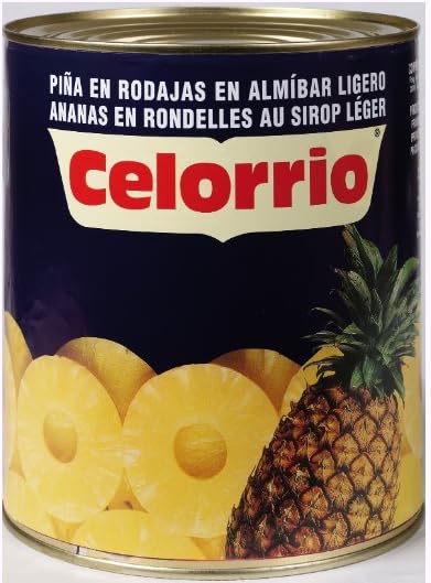 Celorrio Ananas en Rondelles au Sirop Léger, Pack de 3. 3 Boîtes de 420g