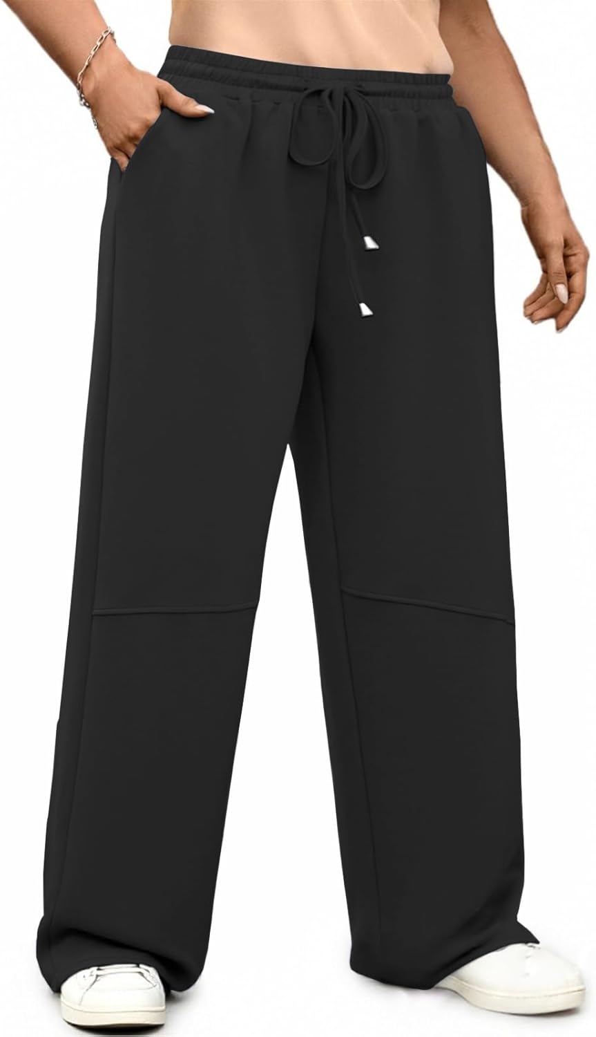 VISLILY Plus-Size-Sweatpants for Women High Waisted Baggy Wide Leg Pants Elastic Loose Drawstring Active Joggers with Pockets - Image 2