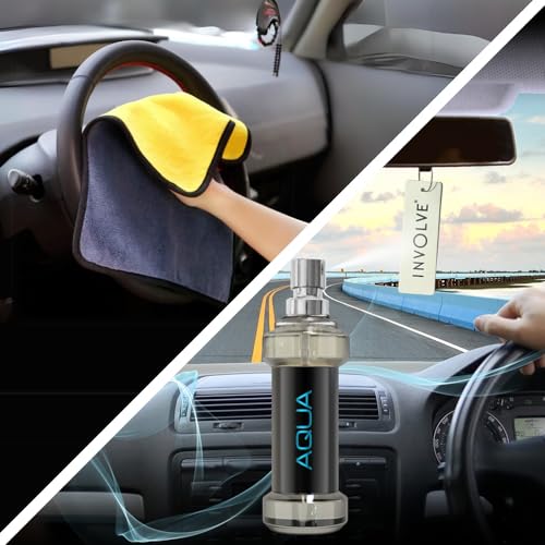 Image of Involve Elements Combo Offer : Aqua & Aura Spray Air Car Perfume(pack of- 2) & Microfiber Cotton Cloth (Multicolor) | Car Air Freshener | Car Accessories interior| Long lasting fragrance