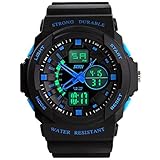 Fanmis Men's Women's Multi-function Cool S-shock Sports Watch LED Analog Digital Waterproof Alarm - Blue