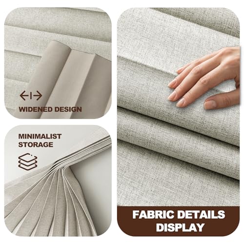 Image of JILRON Accordion Partition Curtain with Ceiling Track - Space-Saving Room Divider, Tool-Free Installation(Off-White 100 inch W x 108 inch L-Pack of 1)