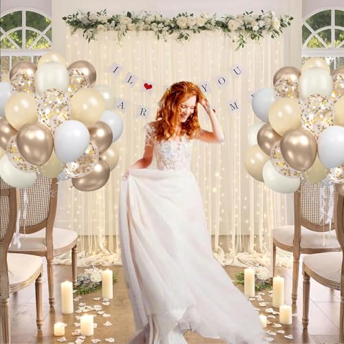 Ballons Beige Blanc Champagne Or, 60 Pièces Latex Ballons Beige Blanc Et Or – vue 6