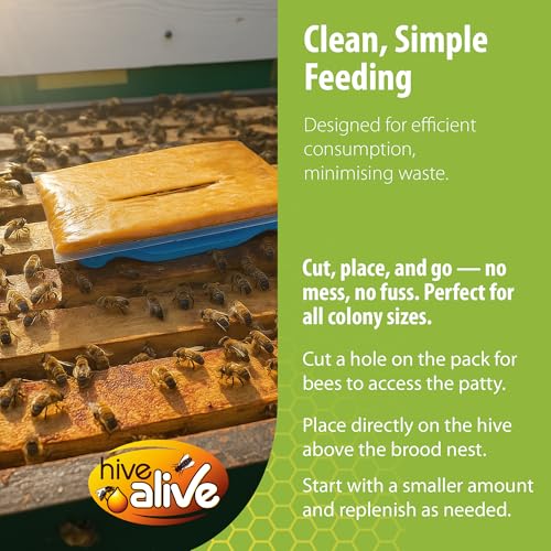 HiveAlive Max Protein Pollen Patty für Bienen, 500g – Eiweißreiches Bienenfutter mit echtem Pollen – Unterstützt Darmgesundheit & Brut – Frühlingsfutter – Saubere, einfache Anwendung