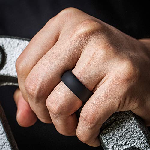 Silicone Wedding Ring For Men - 8.7Mm Wide - 2.5Mm Thick (Black, Black, Black, Black, Black, Black, Black - Size 9.5 - 10 (19.8Mm)) #TOP1