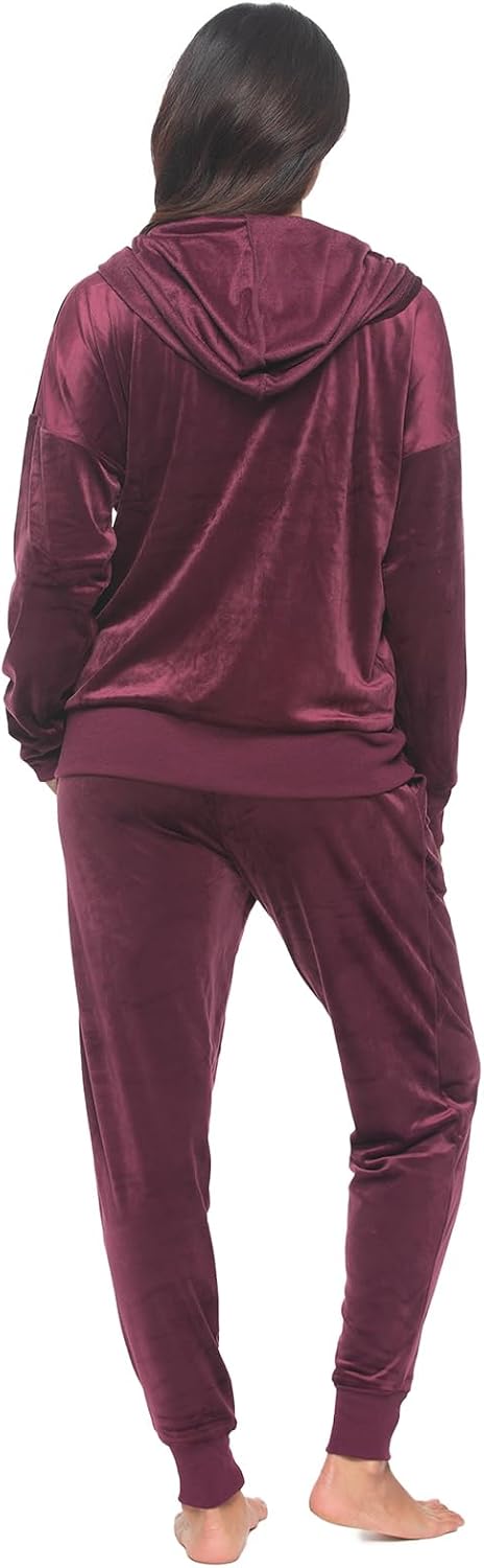 Felina - Womens Velour Zip Hoodie and Jogger Set Soft 2-Piece Tracksuit Lounge Set