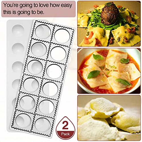 2 Sets Ravioli Mold Extra Large Ravioli Maker Press 12 Holes 1.5 Inch Round Russian Dumplings Making Kit Square Ravioli Maker Double Ravioli Cutter Pastry Wheel Cutter Pasta Tools For Kitchen #TOP4