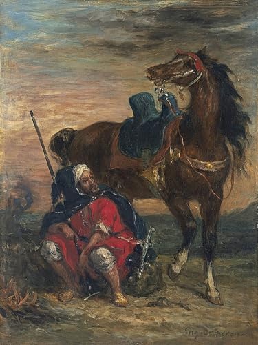 Lienzo Cavaliere Arabo de Delacroix cuadro de pintura para decoración salón 60x90cm