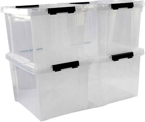 Miniatura 5 de Ggbin Caja de almacenamiento de plástico transparente de 50 cuartos de galón con tapa, 4 paquetes.