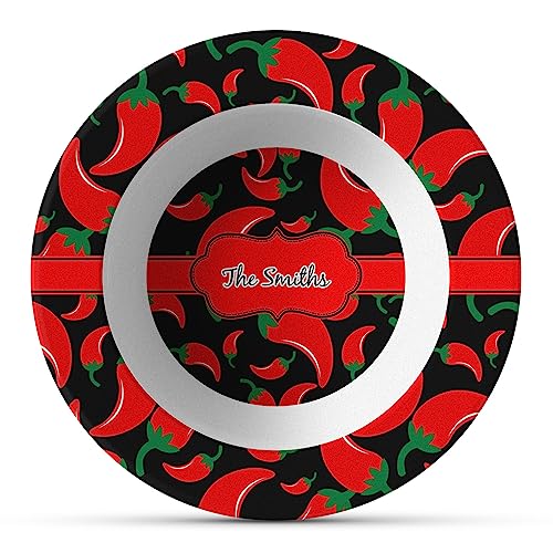 Personalized Chili Peppers Plastic Bowl - Microwave Safe - Composite Polymer