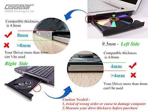 Osgear Internal 9.5Mm Slim Sata 8X Dvdrw Cd Dvd Rw Rom Burner Writer M-Disc Laptop Super Multi Pc Mac Tray Loading Optical Drive Device For Acer Asus Hp Dell Lenovo Toshbia Lenovo Title #TOP6