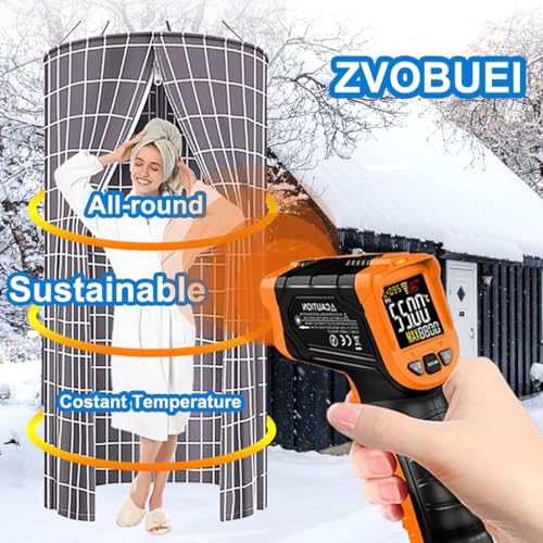ZVOBUEI Round Shower Curtain Hanging Bathroom Curtains with Storage and Double Zipper Waterproof Portable Shower Curtain Sets for Camping & Outdoor Privacy (Grey, 31"x78") by ZVOBUEI - Used condition - Image 2