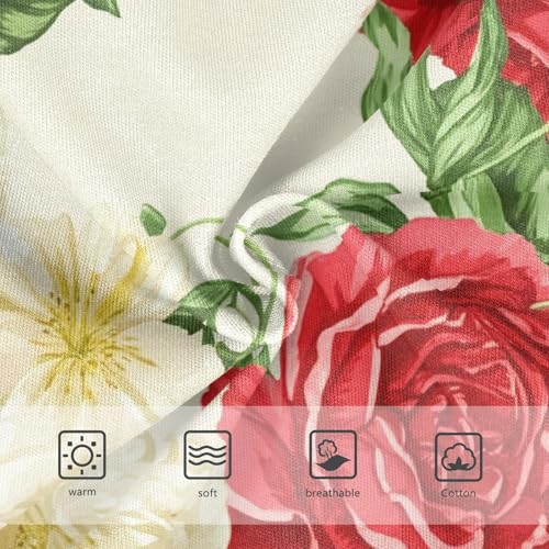 Vintage Flowers Red White Roses Panties Little Girl Toddler Underwear Floral Cotton Print Kids Briefs Undies 2t3