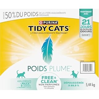 Tidy Cats Free & Clean Cat Litter, LightWeight Unscented Multi-Cat - 5.44 kg Box