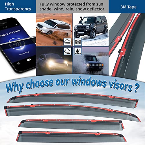 Lqqdp 4Pcs Smoke Tint With Chrome Trim Outside Mount Tape On/Clip On Style Pvc Sun Rain Guard Vent Window Visors Compatible With 15-19 Fit 3-Door Hatchback #TOP1