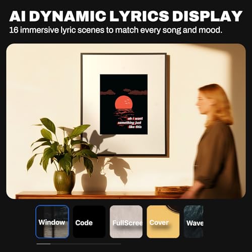 Image of 19 inch Smart Digital Art Frame with Bluetooth Speaker, AI Lyrics Display, 10,000+ Artworks, Photo & Video Playback, Wall-Mounted Digital Picture Frame for Home, Office & Cafe