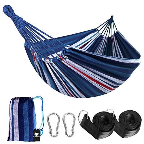 Anyoo Single Cotton Outdoor Hammock Multiples Load Capacity Up to 450 Lbs Portable