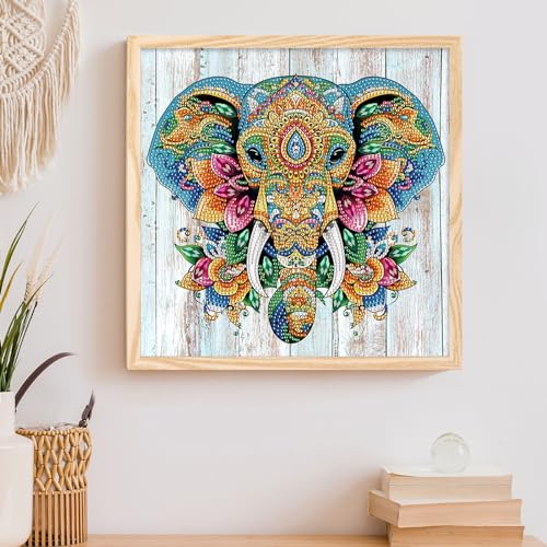 Image of Tontut Elephant Diamond Art Painting Kits, 5D Special Shape Beginner Crystal Diamond Art Painting for Home Wall Decor Gifts 12x12 inch
