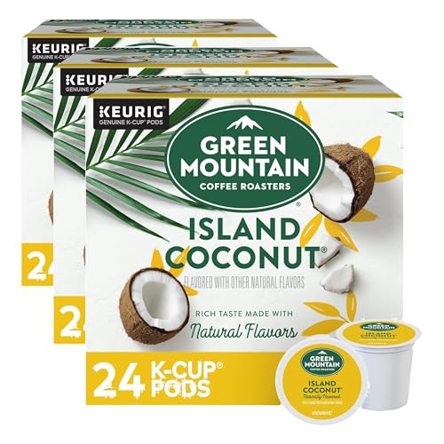 Image of Green Mountain Coffee Roasters Island Coconut, Single-Serve Keurig K-Cup Pod, Flavored Light Roast Coffee, 24 Count (Pack of 3)