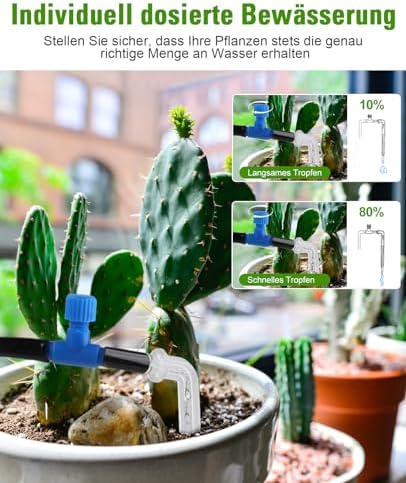 Bild 2 - Lvelfe Automatisches Bewässerungssystem, Tropfbewässerungsset Wasservolumen Einstellbar, Kann 11 Pflanzen Gießen, Urlaubsbewässerungssystem für Zimmerpflanzen, Garten, Balkon Pflanzen, Topfpflanzen