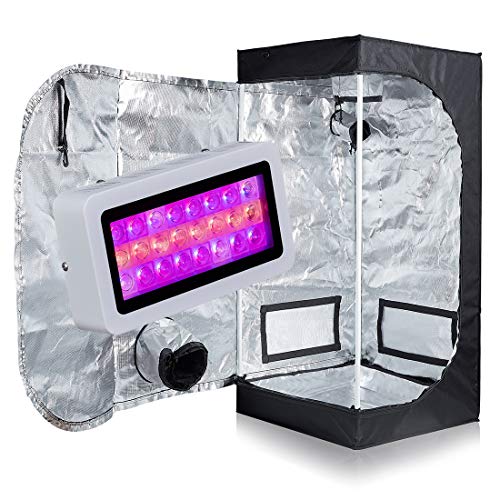 CDMALL Grow Tent Room Complete Kit for Hydroponic Growing System Grow Light Full Spectrum LED 300W + 20''x20''x48'' Small Dark Room Indoor Grow Box (Plastic Connectors, 20''x20''x48'' Grow Tent)