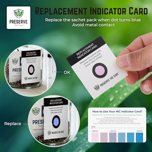 Image of Preserve The Cure 4g Humidity Control Packs for Storage Containers, 62% RH | 10pc, up to 14g / 0.5oz, 2-way moisture control, freshness indicator, protects texture, reduces drying, sealed pouch
