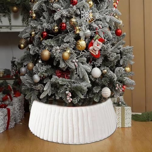 Cache-pied de sapin de bohème rustique jupe en peluche blanche