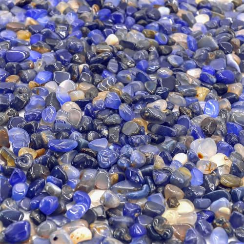 Image of WAYBER Natural Tumbled Agate Quartz Decorative Crystal Pebbles, 1 Lb Blue | Lustrous Polished Finish, Rich Long-Lasting Hues, Toxin-Free Material, Perfect for DIY Crafts & Home Decor