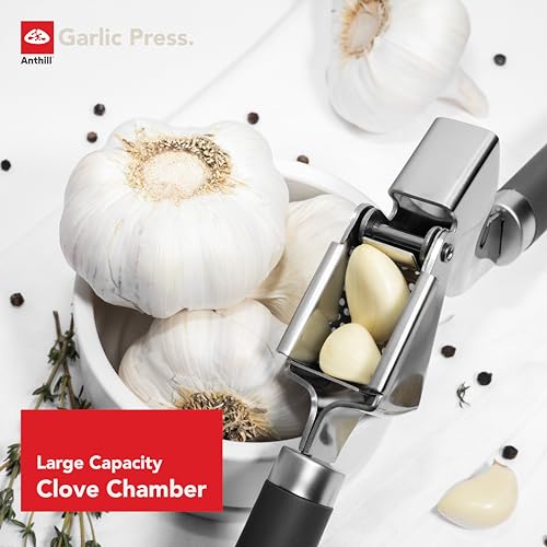 Anthill A00271 Premium – Heavy Duty Garlic Press - Stainless Steel – Rust Proof – Dishwasher Safe – Garlic Mincer Tool – Easy-Clean With Soft Grip Handle thumb #2