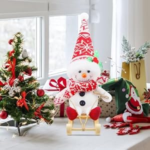   Gehydy-Set-of-3-Christmas-Gnomes-Snowman-Reindeer-Decorations-Mini-Gnome-Plush-with-Sled-Handmade-Stuffed-Xmas-Decor-for-Home-Kitchen-Farmhouse-Tiered-Tray