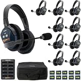 EARTEC Ultralite PRO16 Wireless Intercom Headset System for 10 Users – Long Range 1/2 Mile, Hands-Free Full Duplex, 10-Hour Battery, Dual Ear, Expandable to 16 – U.S. Company Since 1961