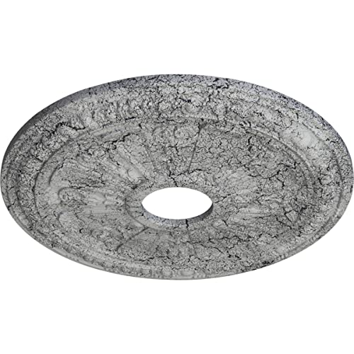 Image of Ekena Millwork CM18RAUWC Raymond Ceiling Medallion, Ultra Pure White Crackle