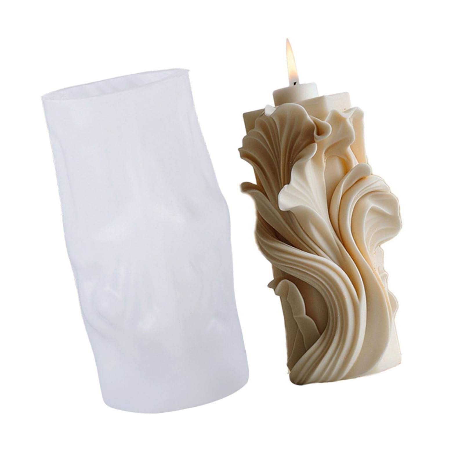Tsophreniq Silicone Molds Spirals Flower Shape Epoxy Resin Waved Pillar Castings Plasters Flower Shape