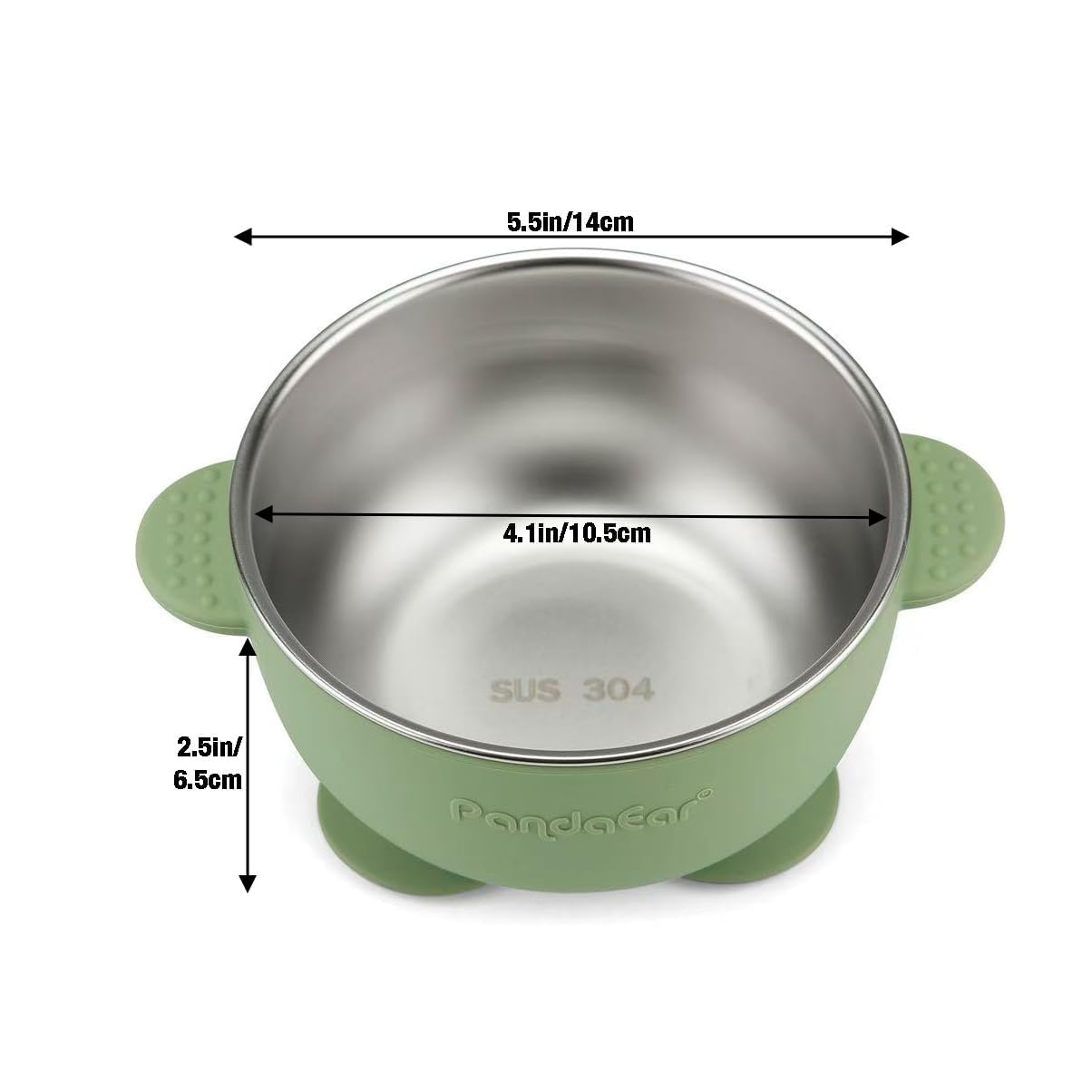 PandaEar Set da 3 Ciotole per Bambini in Acciaio Inox con Ventosa, Ciotola Antiscivolo con Rivestimento in Silicone per Neonati, Bambini e Toddlini, Infrangibile e Senza Disordine (Blu)