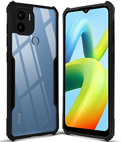 Image of Jkobi Back Cover Case for Poco C50 | Poco C51 (Shockproof with Polycarbonate Clear Panel | Professional Black)