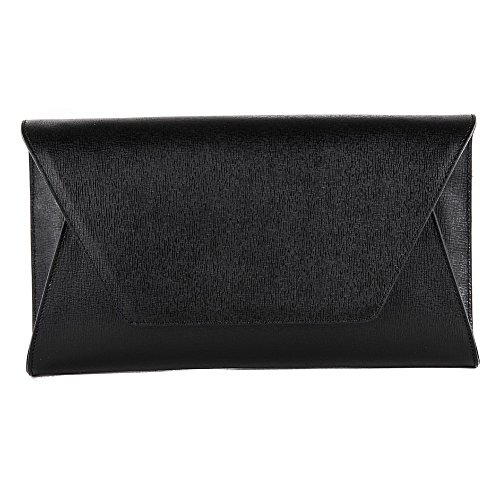 Sac d'embrayage Lula Noir en cuir véritable : rangez vos essentiels avec élégance