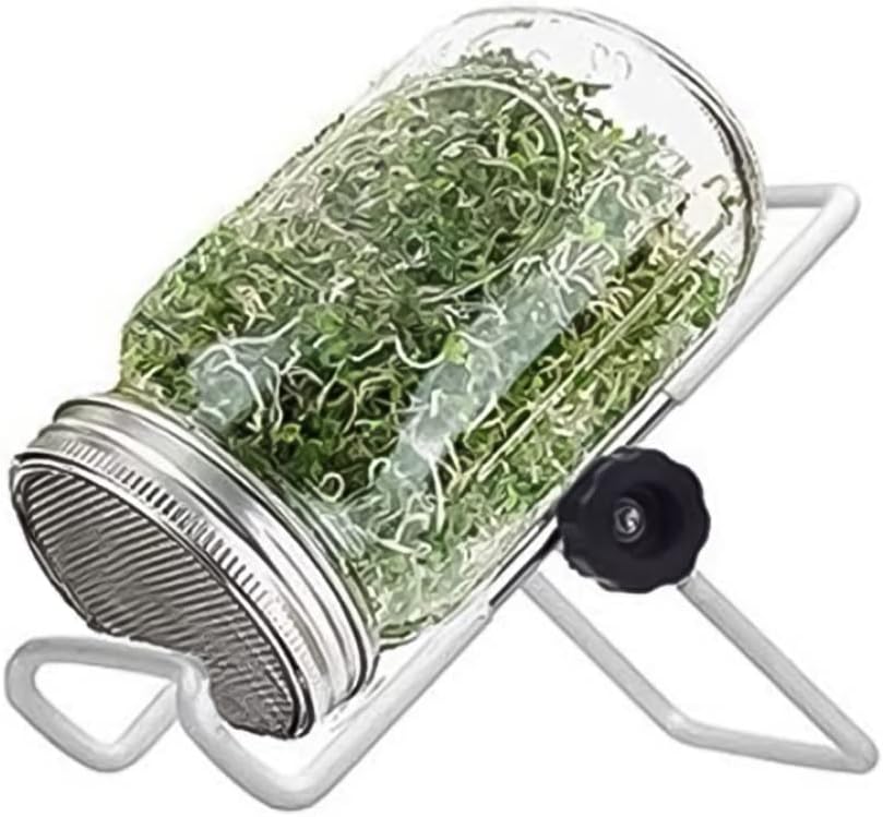 Sprouting Jar, Mason Jars Sprouting Jar Kit Germination Seed Sprouter Set with Lid Stand for Growing Broccoli Alfalfa Bean Sprouts 500ml