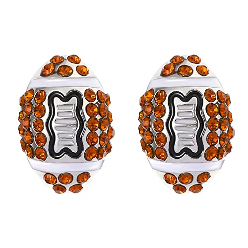 Amosfun Cute Football Earrings Elegant Sport Crystal Stud Earring Jewelry for Women Girls - Super Bowl Decoration Football Party Supplies Super Football Party Favors