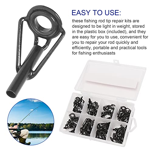 80 Piece Fishing Rod Tip Repair Kit Rod Tips Kit Replacement For Freshwater Saltwater Rods Stainless Steel Ceramic Ring Guide Replacement Kit #TOP3