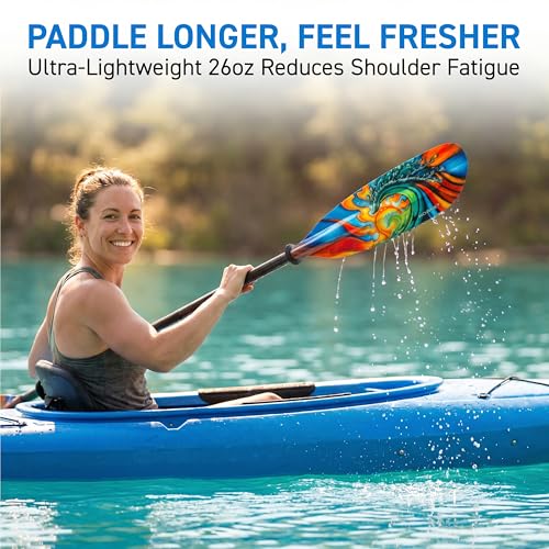Image of Hornet Watersports Fiberglass Kayak Paddle for Adults- Ideal for Touring, Fishing and Boating- 90.5 inches / 230CM Adjustable with Carbon Fiber Shaft- Kayak Oars Kayaking Equipment