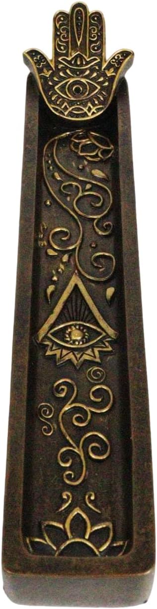 Ebros Gift Sacred Symbol Amulet Hand of God Hamsa Palm Eye of Providence Incense Stick Holder Burner Figurine Zen Feng Shui Vastu Home Fragrance Tabletop Altar Decor