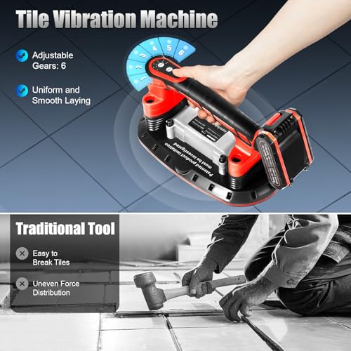 Vibreur de carrelage portable à 6 vitesses avec deux batteries 2000 mAh - 5