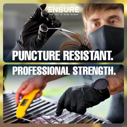 Ensure Black Nitrile Gloves Heavy-Duty Texture Grip Low Derma Patented - image 7